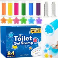 Toilet Cleaning Gel, 6pcs/box Flower Design Toilet Gel, Flower Scented Toilet Freshener Aromatherapy Deodorant Gel, Suitable ...
