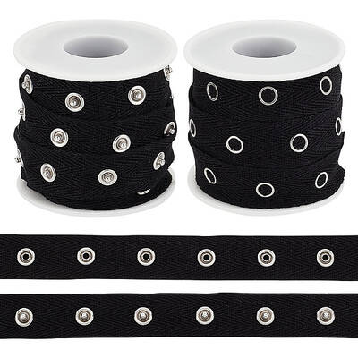 5 Yards Alloy Snap Button Tape Trim Polyester Ribbons