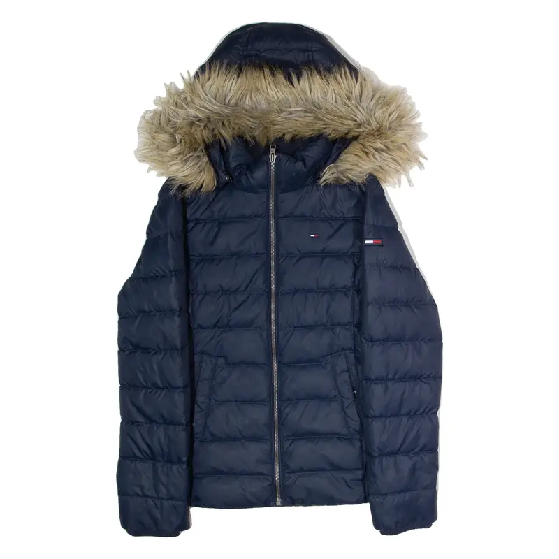 HILFIGER DENIM Womens Puffer Jacket Blue Hooded M