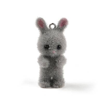 Flocking Resin Cute Bunny Pendants