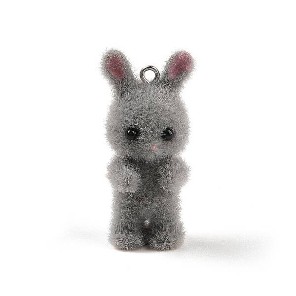 Flocking Resin Cute Bunny Pendants