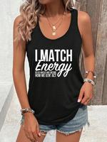 Women's Letter Print Round Neck Tank Top, Casual Sleeveless Top, Ladies Summer Clothes for Daily Wear, Tanktop