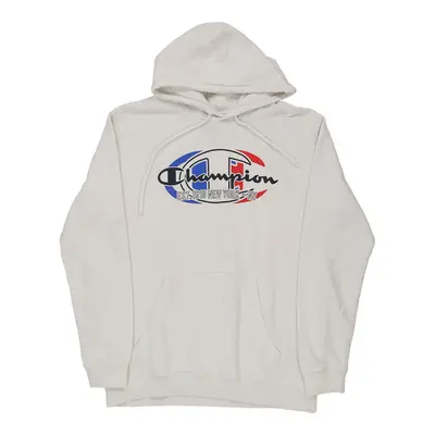 Champion Graphic Hoodie - Large White Cotton