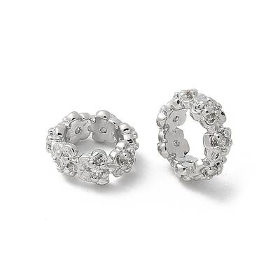 Brass Micro Pave Cubic Zirconia Daisy Spacer Beads