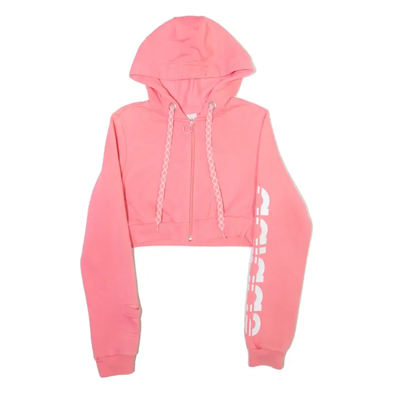 ADIDAS Cropped Womens Pink Hoodie UK 14