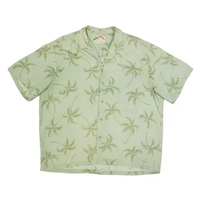 PARADISE FOUND Mens Hawaiian Shirt Green 90s Floral XL