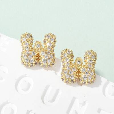 Brass Micro Pave Cubic Zirconia Stud Earrings