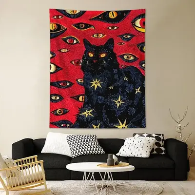 Cat Pattern Tapestry for Mean Girls Decorations, Cartoon Pattern Hanging Blanket, Wall Hanging Decor for Home Living Room Bed...