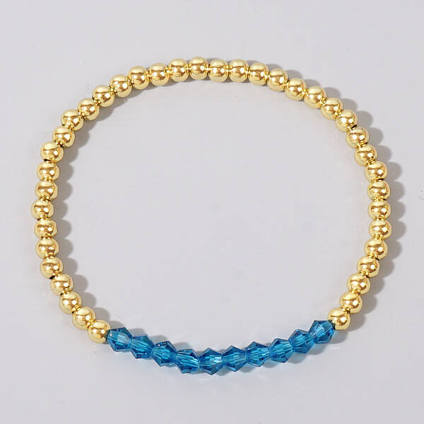 Colorful Birthstone Faceted Bicone & Brass Beaded Stretch Bracelets for Women
