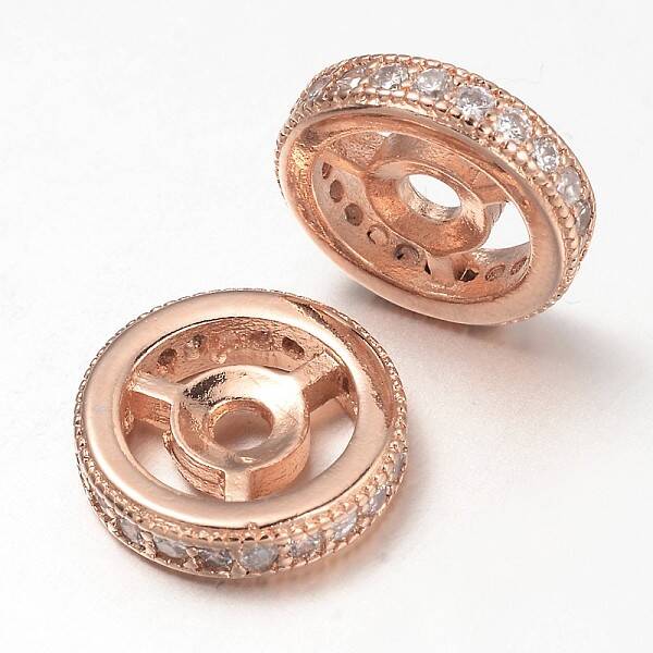 Steering Wheel Brass Micro Pave Cubic Zirconia Beads