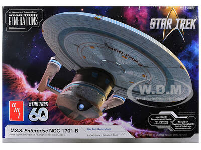 Skill 2 Model Kit U.S.S. Enterprise NCC-1701-B Space Ship Star Trek Generations (1994) Movie 1/1000 Scale Model by AMT