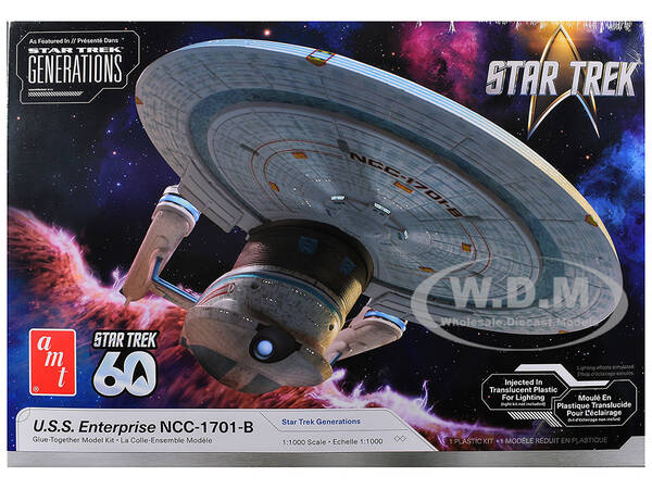 Skill 2 Model Kit U.S.S. Enterprise NCC-1701-B Space Ship Star Trek Generations (1994) Movie 1/1000 Scale Model by AMT