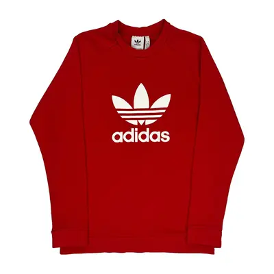 Adidas Spellout Sweatshirt - Large Red Cotton