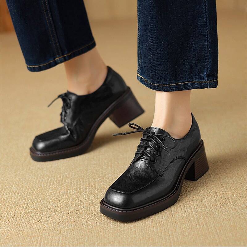 CHIKO Lore Square Toe Block Heels Oxfords Shoes