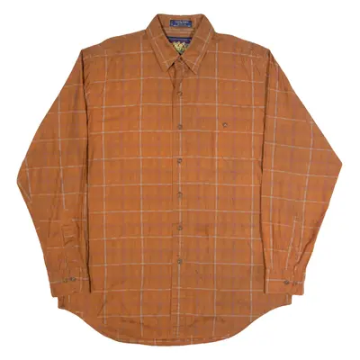 CHAPS RALPH LAUREN Mens Shirt Orange Check Long Sleeve XL