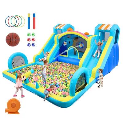 Garvee Double Inflatable Water Slide Bounce House for Kids – Superior Oxford Fabric Bouncy Castle – Indoor/Outdoor Jump H...