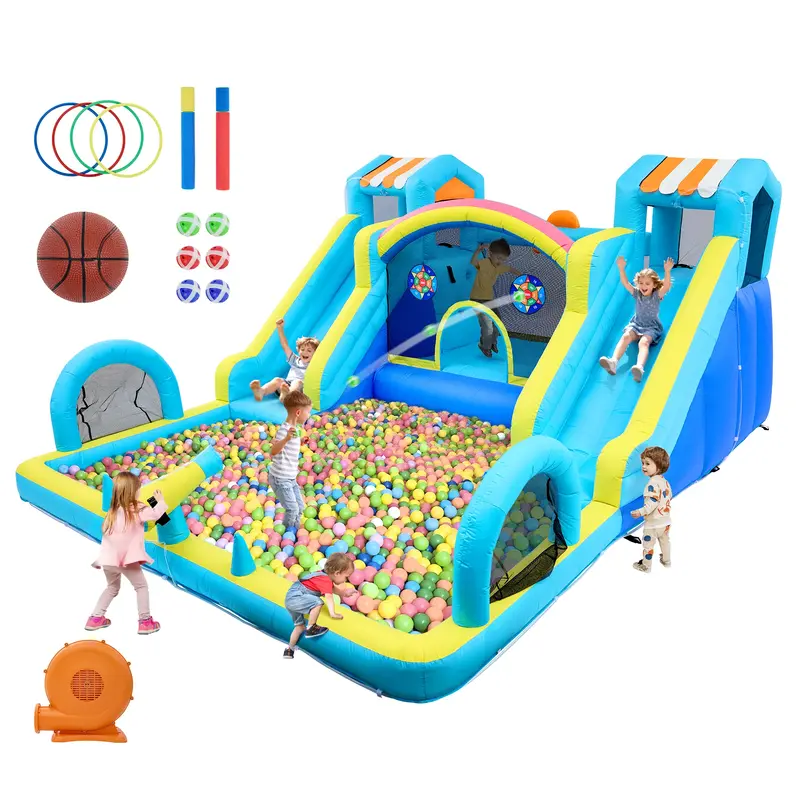 Garvee Double Inflatable Water Slide Bounce House for Kids – Superior Oxford Fabric Bouncy Castle – Indoor/Outdoor Jump H...