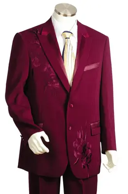 Slim Fit Flat Front Pants Canto Men's Embroidered 2-Piece Fashion Suit: Jacket & Slim Fit Pants