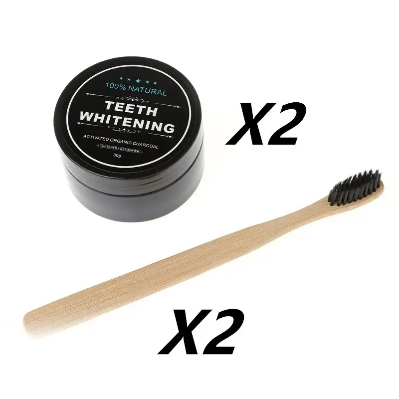 Bamboo Charcoal Toothbrush Set | Color: Black2sets | style: 30g