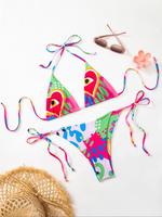 Women's Eye Print Bikini Set, Casual Fashion Chic Swimsuit Set, Ladies Swimwear for Beach Holiday Vacation, Colorblock Bikin...