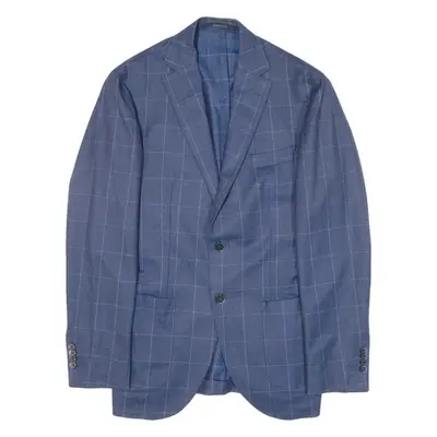 BOGGI Mens Blazer Jacket Blue Knit Wool Check XS