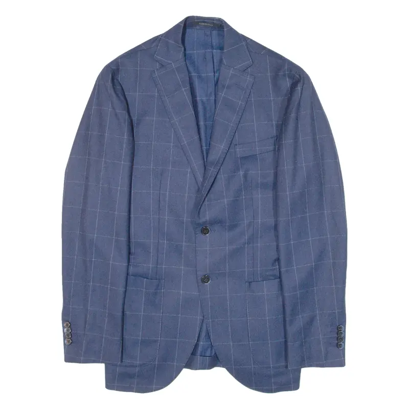 BOGGI Mens Blazer Jacket Blue Knit Wool Check XS