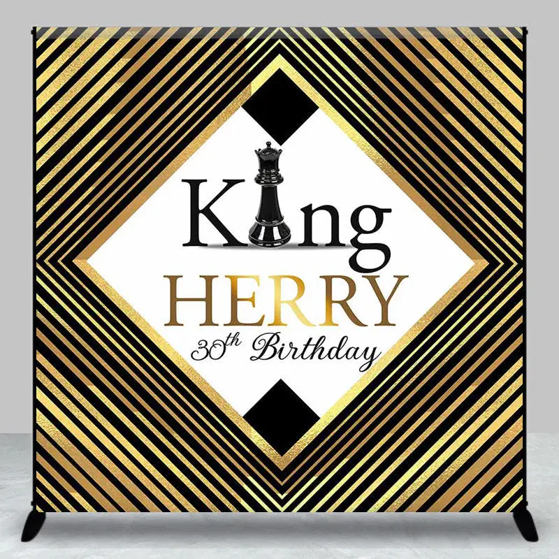 Black Gold King Custom Name 30th Birthday Backdrop - Aperturee
