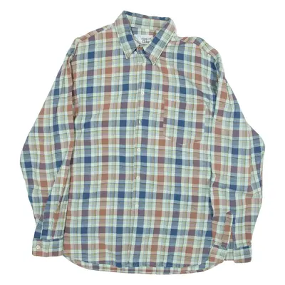 WRANGLER Mens Shirt Blue Check Long Sleeve M