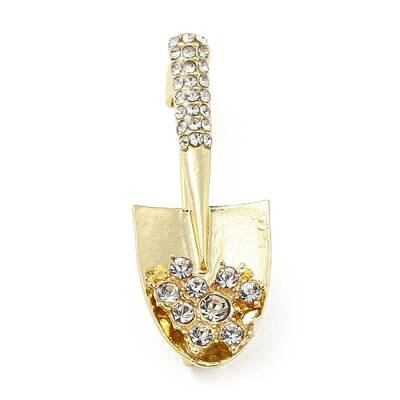 Shovel Alloy Rhinestone Brooch Pins