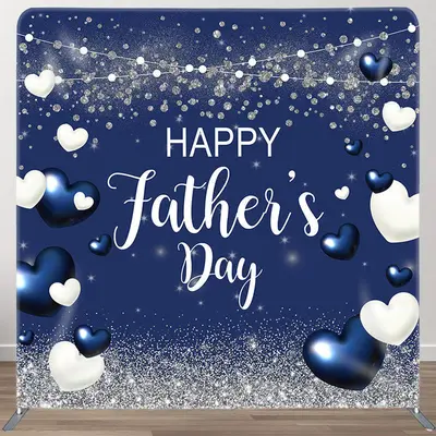 Aperturee White And Blue Heart Fabric Backdrop Cover for Fathers Day - Aperturee
