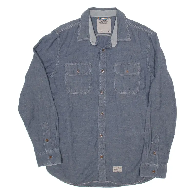 VANS Mens Plain Shirt Blue Long Sleeve M