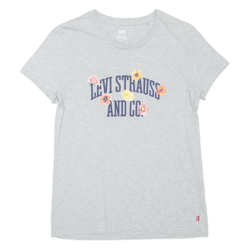 LEVI'S Floral Womens T-Shirt Grey S