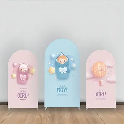 Pink And Blue Baby Gender Reveal Arch Backdrop Kit - Aperturee