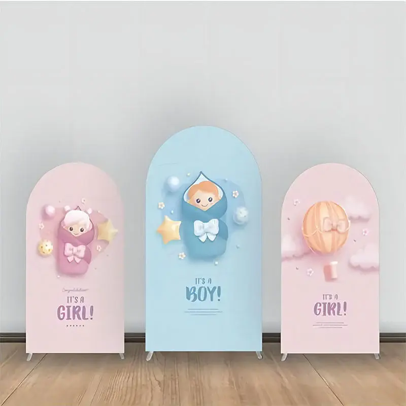 Pink And Blue Baby Gender Reveal Arch Backdrop Kit - Aperturee