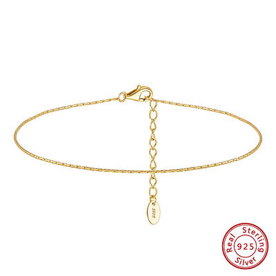 925 Sterling Silver Boston Link Chain Anklet