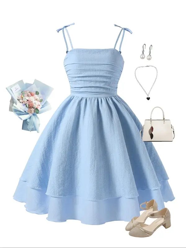 Girl's Plain Ribbed Tank Dress, Cute Sleeveless A Line Dress for Party Holiday Wedding Guest, Kids Summer Clothes