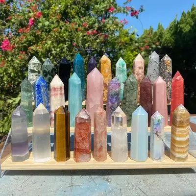 42 Choices Natural Crystal Tower Point Healing Charka Meditation Obelisk Ornament Home Decor-3.1''+