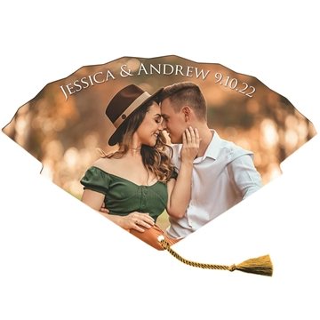 100 Customized Tassel Wedding Hand Fan tassel included - Laminated ...