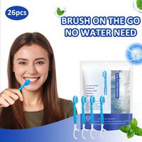 【26PCS】5 in 1 Mini Brushes-Disposable Toothbrushes with Toothpaste + Floss + Pick + Tongue Scraper | Travel Size | Indivi...