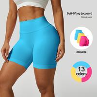 TimeOFF Women's 3-Pack High-Waist Butt-Lift Shorts | Jacquard, Ribbed Waist | Yoga Gym Activewear | #ButtLiftShorts #GymEssen...