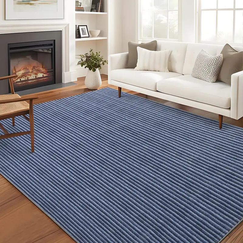 Garvee Non-Slip Living Room Area Rug 10x13 Large Machine Washable Rug, Low Pile Modern Stripe Floor Carpet, Indoor Foldable P...