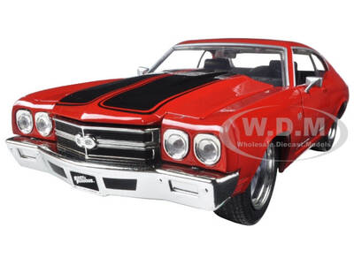 Dom's Chevrolet Chevelle SS Red with Black Stripes Fast & Furious Movie 1/24 Diecast Model Car by Jada