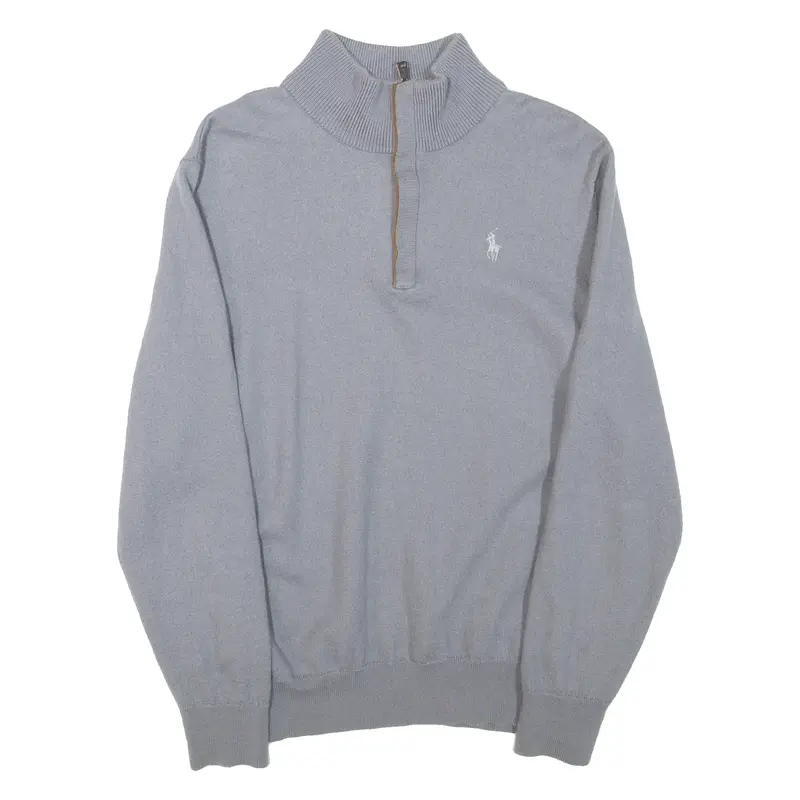 POLO RALPH LAUREN GOLF Mens Jumper Grey 1/4 Zip Tight Knit L