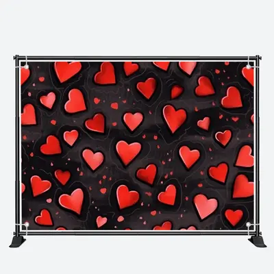 Repeat Red Hearts Black Valentines Day Backdrop - Aperturee