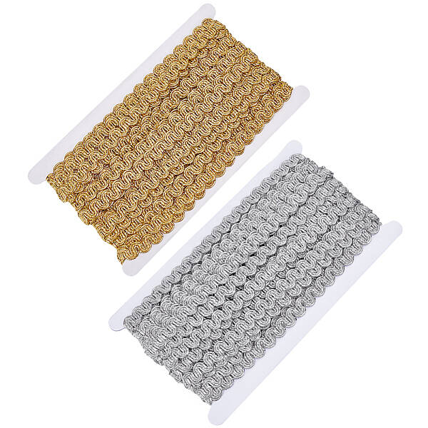 2 Bundles 2 Colors Polyester Wavy Lace Ribbon