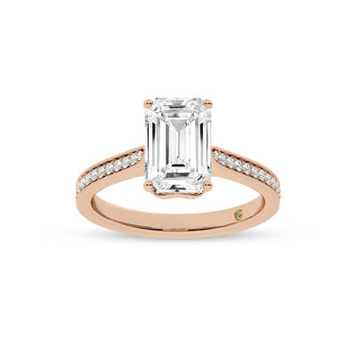 Taos Hidden Halo Emerald Cut Lab Grown Diamond Engagement Ring | 14K Rose Gold 3 1/3 CT. TW.