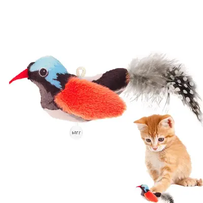 Lifelike Bird Design Cat Toy, Interactive Cat Teaser Toy With Feather Tail, Touch Activated Simulation Molding Toy