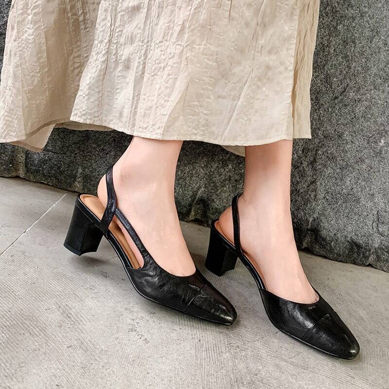 CHIKO Kalah Round Toe Block Heels Slingback Shoes