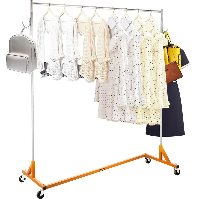 VEVOR Z Rack, Industrial Grade Z Base Garment Rack, Height Adjustable Rolling Z Garment Rack, Sturdy Steel Z Base Clothing Ra...