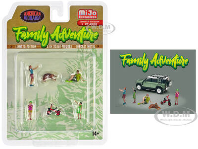 Family Adventure 6 piece Diecast Figure Set (4 Figures, 1 Dog, 1 Tricycle) Limited Edition to 3600 pieces Worldwide 1/64 Sc...